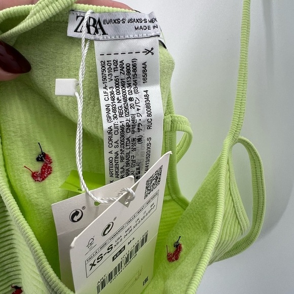 Zara Asymmetrical Sea Horse Embroidered Strappy Halter Crop Top - Picture 5 of 5